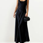 Silky U-Neck Sleeveless Tank Dress Long Slip Dress