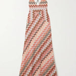 Colorful Zigzag Pattern Elegant Sling Backless Maxi Dress