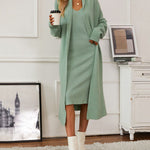 Nadorine Women's Casual Knitted Cardigan And Sweater Dress Two-Piece Set