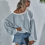 Oversized Soft Knit Long Batwing Sleeve Pullover Sweater Tunic Outfit Tops