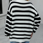 Striped Sweater Women Knitted Crew Neck Pullover Sweater