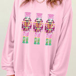 Christmas Casual Loose Round Neck Sequined Sleeve Sweatshirt