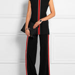 High Waisted Loose Contrast Color Printed Pants Trousers