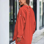 Nadorine Long Cuffed Sleeve Shirts Button Down V Neck Blouse Loose Fitting Tops
