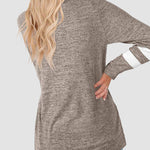 Striped Print Plus Size Blouse Casual Plain Color Tunic Tops