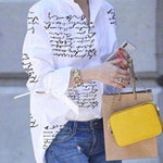Original Loose Letter Printed White Blouse Top