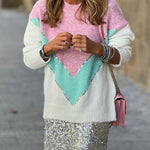 Stylish contrasting color slim fit sweater