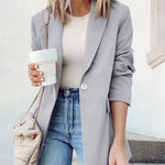 Single Breasted Button Down Office Work Wear Solid Blazer Jacket