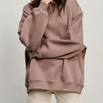 Solid Color Loose Sweatshirt Street Style Oversize Polar Fleece Pullover