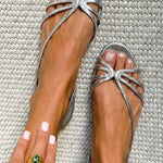 Amelia | Metallic Bow Flat Sandals