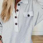 Nadorine Women's Casual Button Long Sleeve Jumpsuit