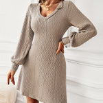 V-neck Sexy Waist Sweater Dress