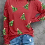 Sequined Christmas Graphic Pullover Sweatshirt