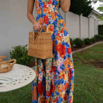 Style Lover Square Neck Adjustable Straps Floral Maxi Dress