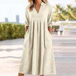 Amber™ | Elegant Midi Dress with Pockets