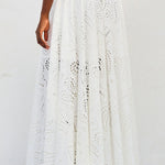 Paris Dreaming Embroidered Lace High Rise Elastic Waist Pocketed Maxi Skirt
