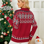 Geometric Crewneck Dropped Shoulder Sweater