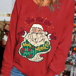 Nadorine Christmas Santa Claus Graphic Round Neck Casual Tops