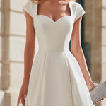 Sweetheart Neckline Cap-Sleeve A-Line Midi Dress