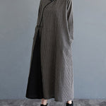 Artistic Retro Plaid Stand Collar Long Cheongsams Dress