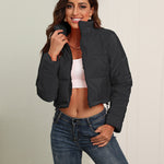 Short Puffer Jacket Stands Up Zipper Outerwear