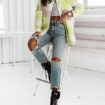Women Flannel Plaid Light Weight Jacket Shirts Long Sleeve Button Down Shirts Coats