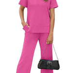 Women's Fashion Comfy Wide Leg 2 Piece Lounge Set