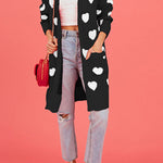 Love knitted cardigan Love pocket V-neck mid-length knitted cardigan