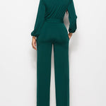 Elegant Long Sleeve Straight Long Pants Jumpsuits Clubwear Rompers with Pockets