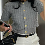 Solid Color Short Knit Sweater