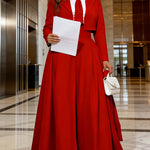 Elasticated Waist High Waisted Big Hemline Pleated Pockets Solid Color Zipper Wide Leg Pants