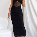 Manifesting You Mesh Ruched Detail Maxi Dress