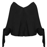 Joyful Bond Linen Blend V-neck Knotted Cuff Half Sleeve Loose Top