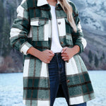 Flannel Shacket Jacket Plaid Lapel Button Down Long Sleeve Oversized Shirts with Pocket