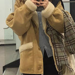 Lamb Wool Jackets Turn-down Collar Loose Fur Coat