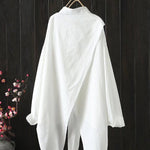 Urban Loose Black White Long Sleeves Irregular Blouse