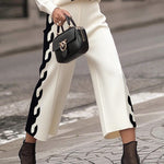 High Waisted Straight Leg Contrast Color Split-Joint Pants Trousers