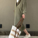 Casual Solid Buckle POLO collar Shirt Dress Dresses