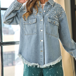 Street Ripped Denim Jacket Mid-length Distressed Jean Trucker Jackets with Pockets