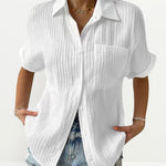 Short Sleeve Button Down Camp T-Shirts Casual Plus Size Tops
