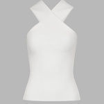 Nadorine Casual Knitted Tank Tops Crisscross Front Halter Knit Top