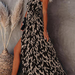 College Vacation Zebra Print Patchwork V Neck Sling Dress Dresses