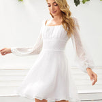 Unity Polka Dot Lantern Sleeve Ruched Chest Dress