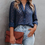 Nadorine Long Sleeve Button Up Shirt Summer Sheer Tulle Top for Women Casual Loose Business Casual 2026 | Under