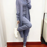 Nadorine Women's Chic Three Piece Set Knitted Solid Lounge Suit Cardigan Sweater + Jogger Pants+ Sleeveless Tank Top