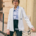 Lapel Collar Single Breasted Blazer Jacket Tops with Pockets