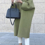 Long Sleeves Loose Solid Color Collarless Woolen Coat
