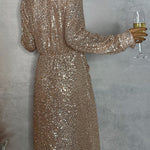 SEQUIN MIDI DRESS