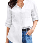 Nadorine Cotton Linen Shirts Tops