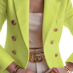 Chic Solid Long Sleeve Buttons Slim Coat